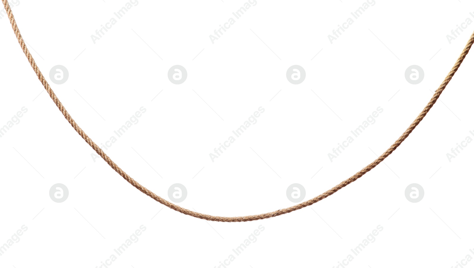 Photo of One brown braided rope isolated on white