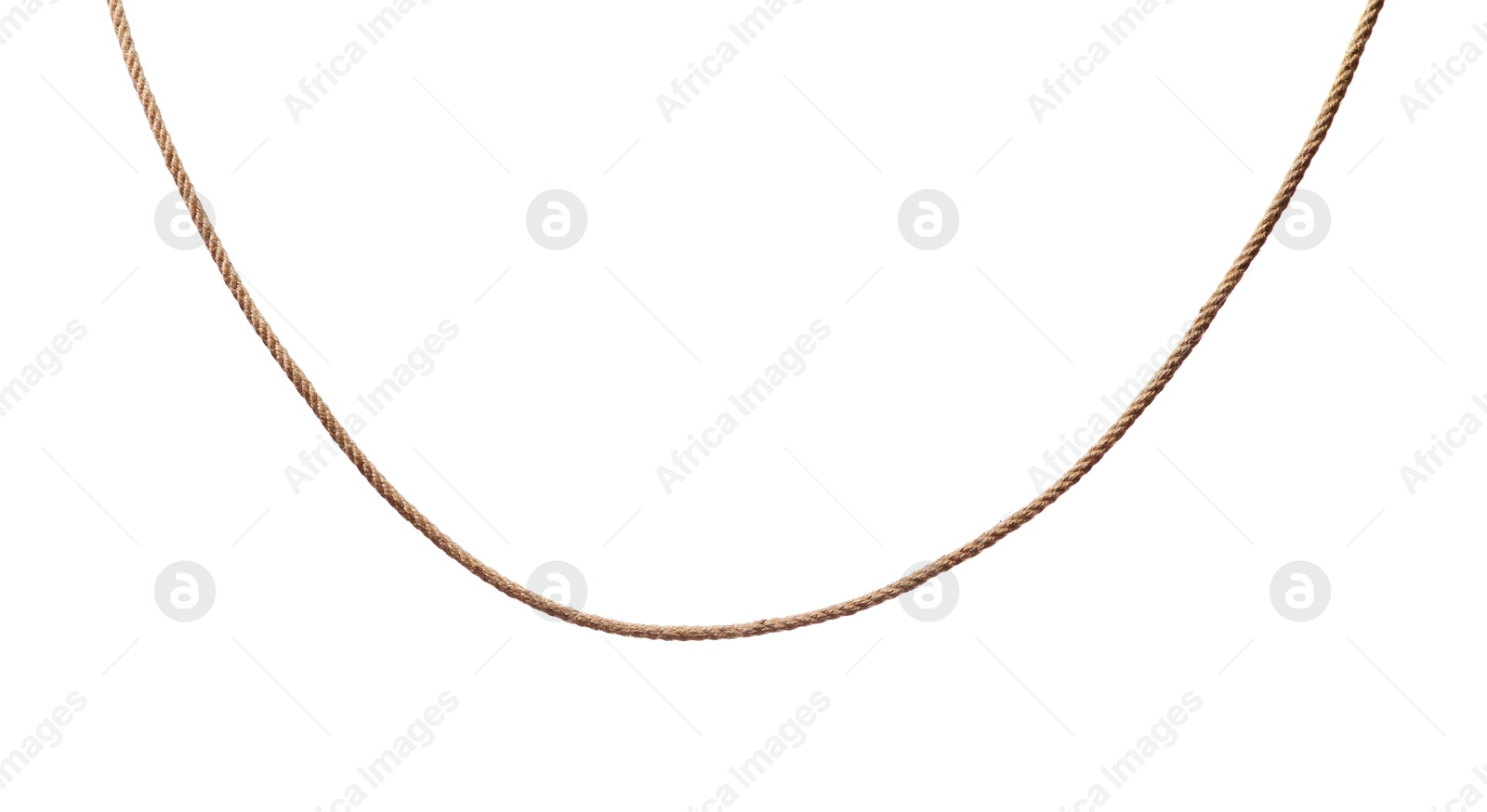 Photo of One brown braided rope isolated on white