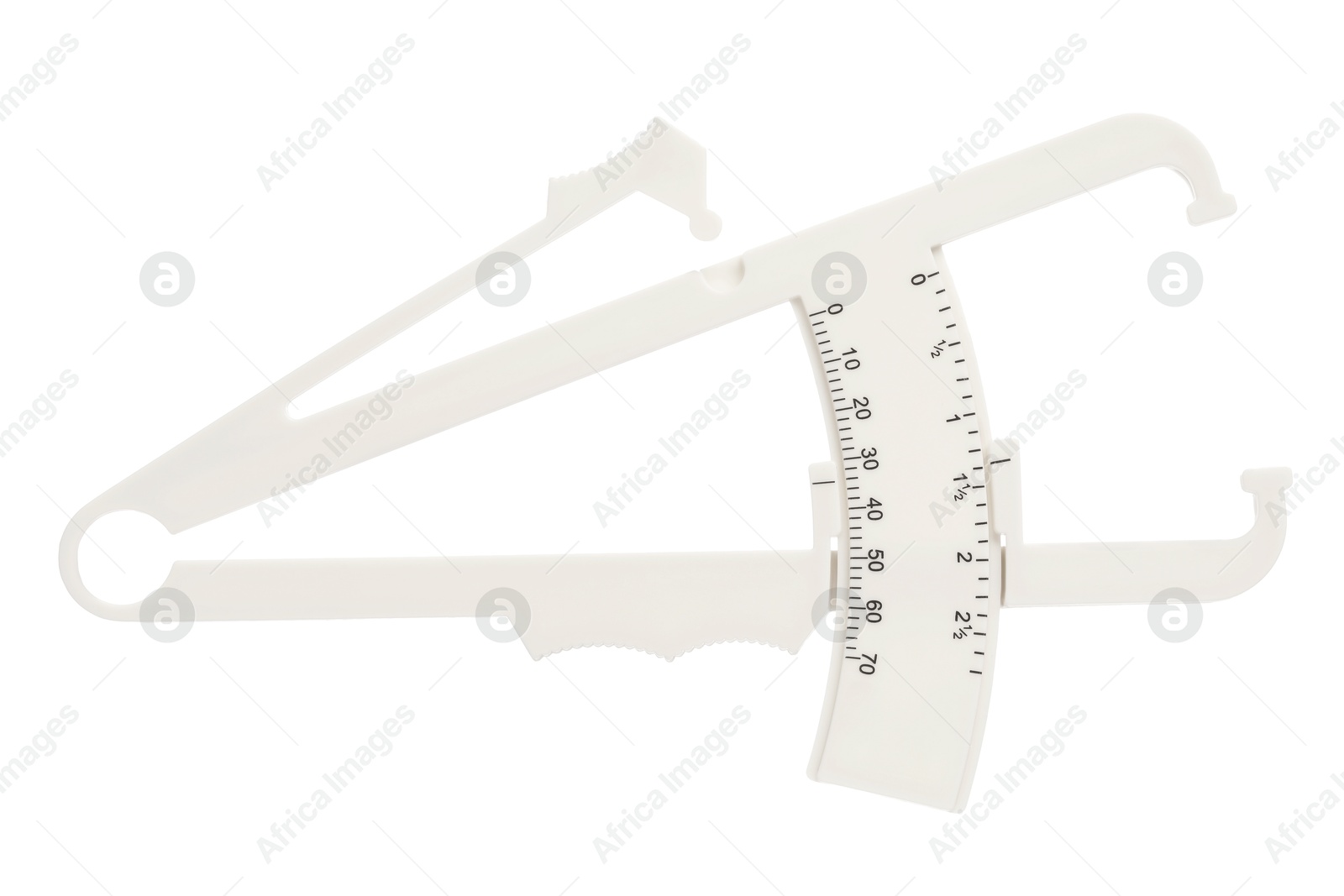 Photo of Plastic body fat caliper isolated on white