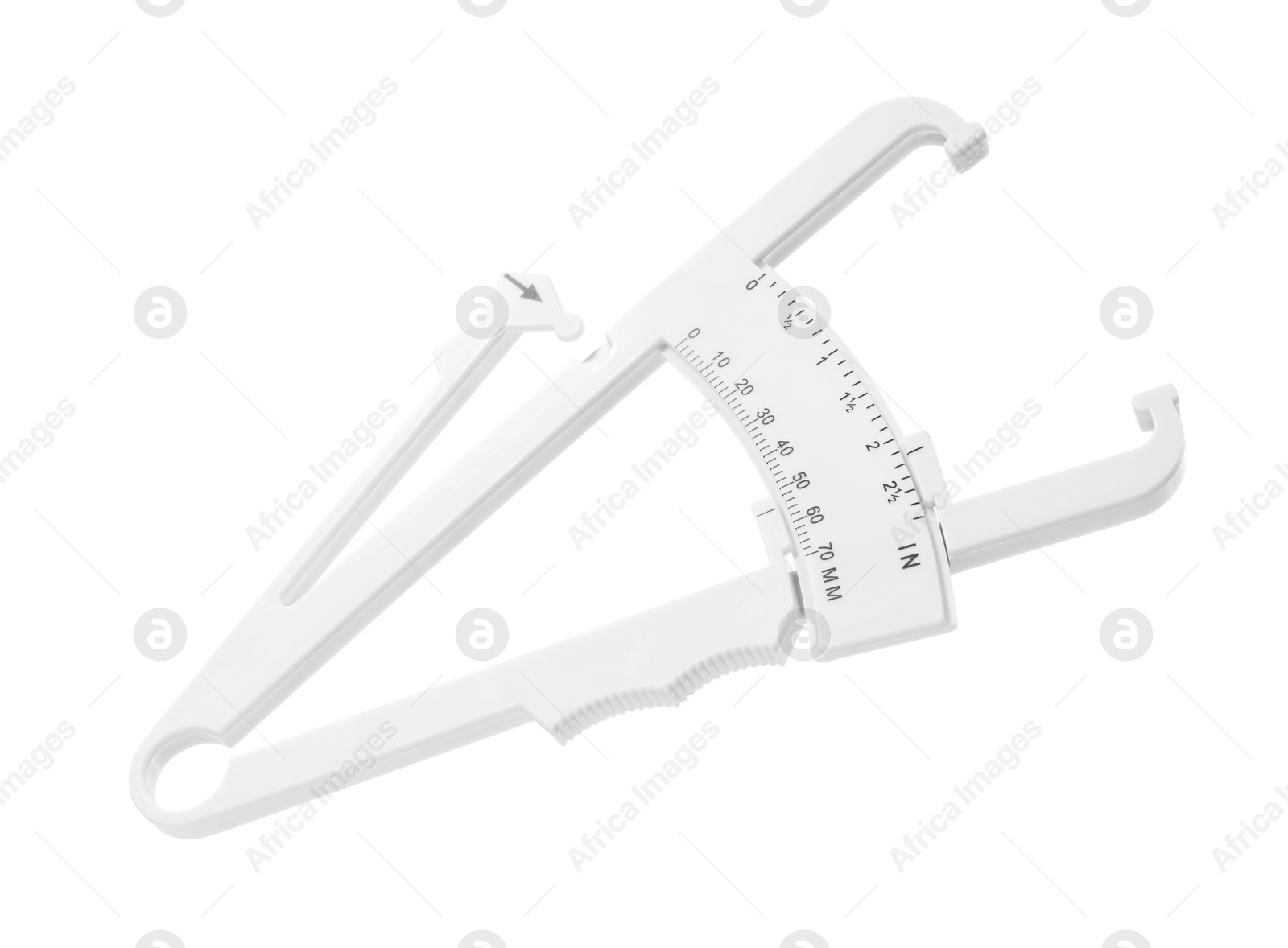 Photo of Plastic body fat caliper isolated on white