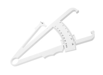 Photo of Plastic body fat caliper isolated on white