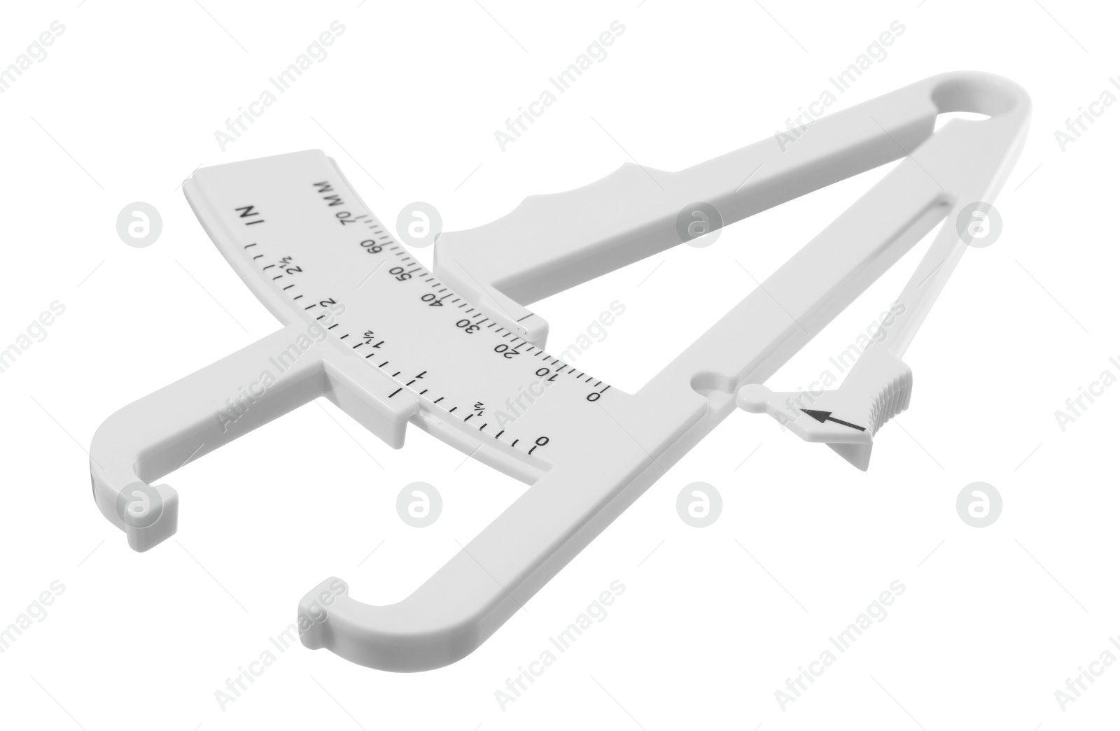 Photo of Plastic body fat caliper isolated on white