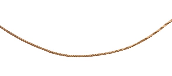 Photo of Hemp rope on white background. Organic material