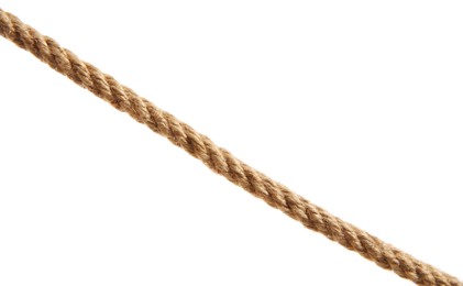 Photo of Hemp rope on white background. Organic material