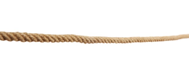 Photo of Hemp rope on white background. Organic material