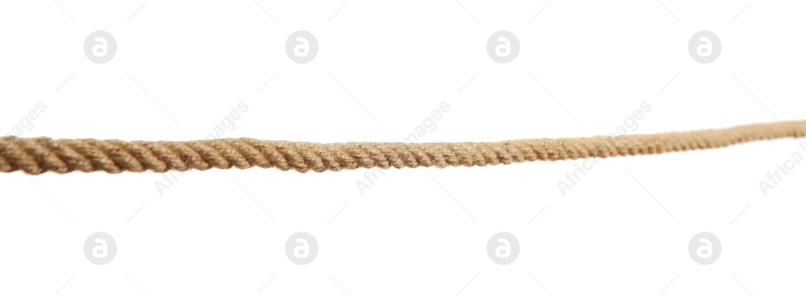 Photo of Hemp rope on white background. Organic material