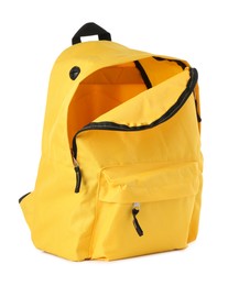 One stylish yellow backpack isolated on white