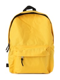 One stylish yellow backpack isolated on white