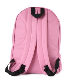 One stylish pink backpack isolated on white