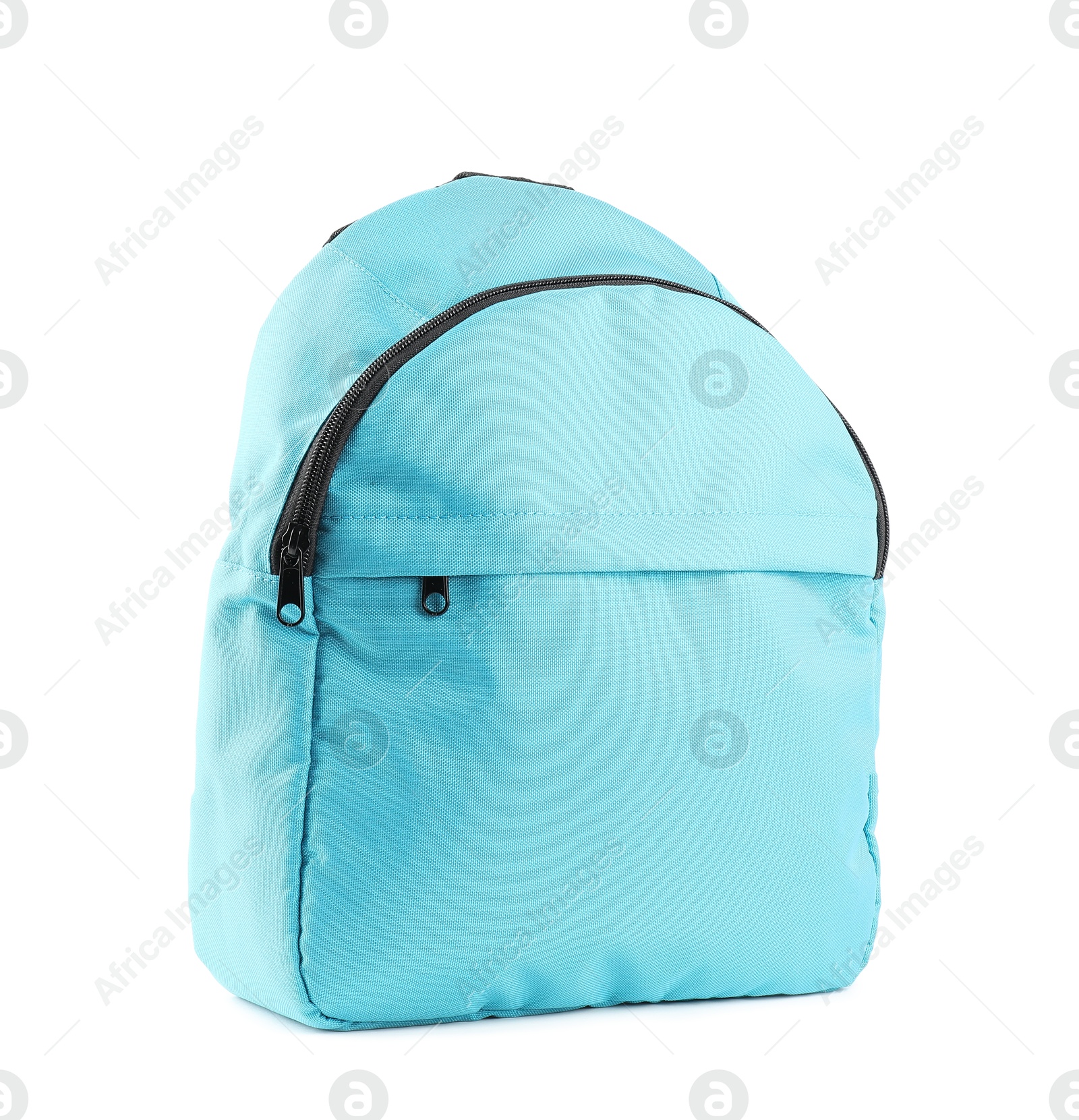 Photo of One stylish light blue backpack isolated on white