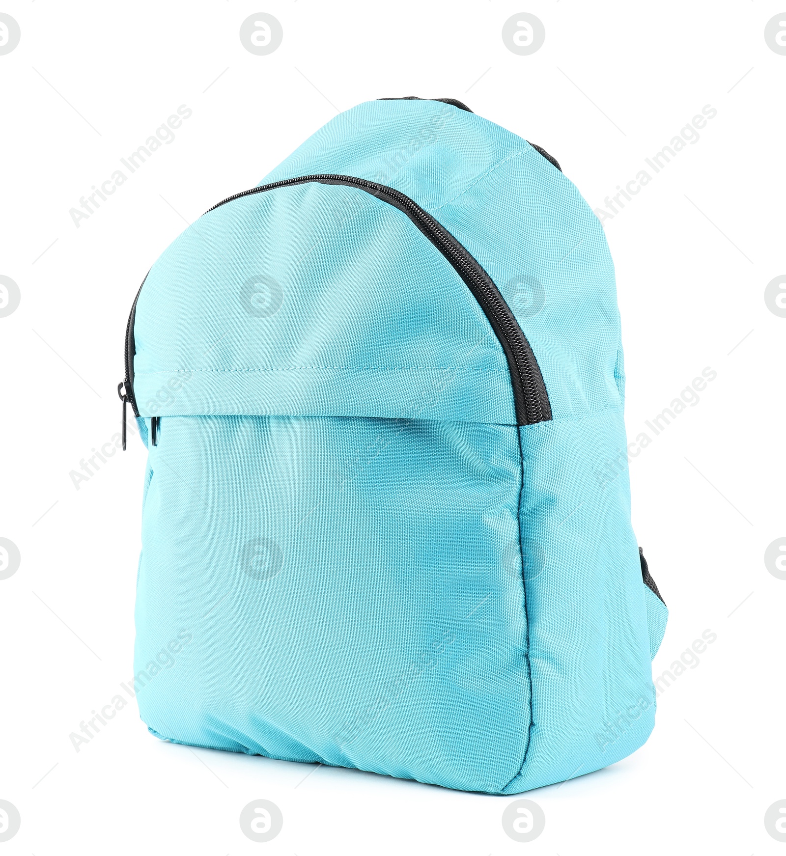 Photo of One stylish light blue backpack isolated on white