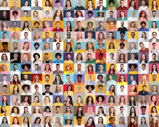 Many people of different races and ages. Collage of portraits