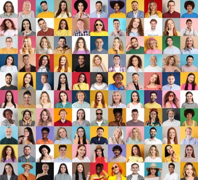 Many people of different races and ages. Collage of portraits