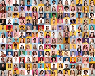 Many people of different races and ages. Collage of portraits