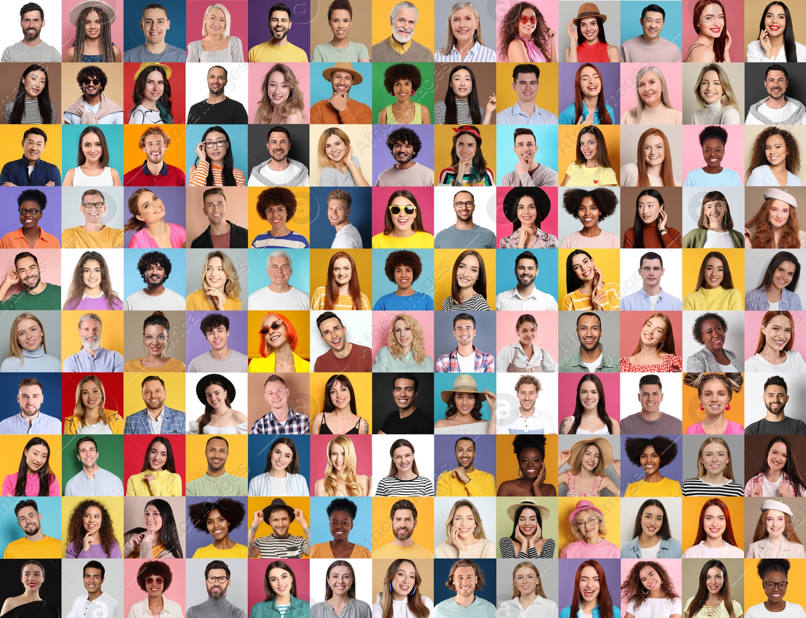 Image of Many people of different races and ages. Collage of portraits