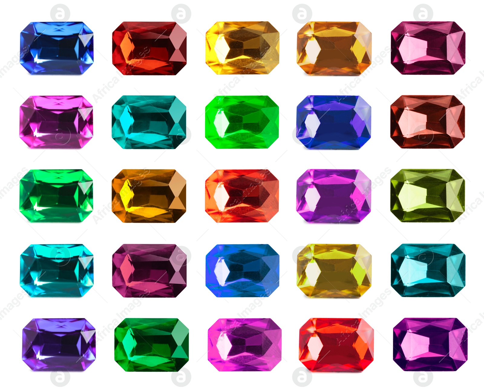 Image of Many different gemstones isolated on white, set