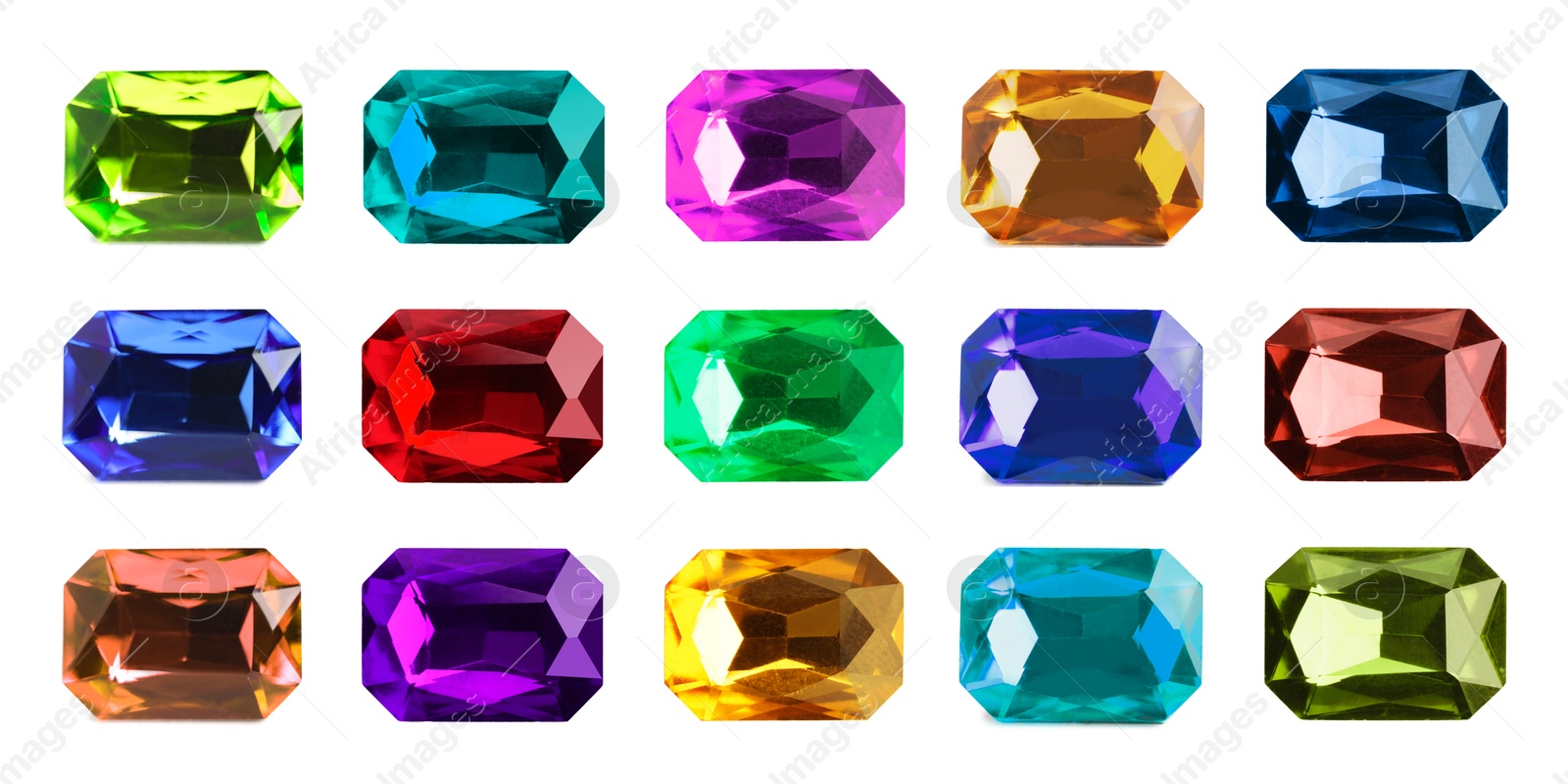 Image of Many different gemstones isolated on white, set