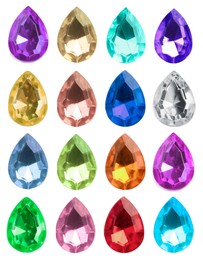 Image of Many different gemstones isolated on white, set