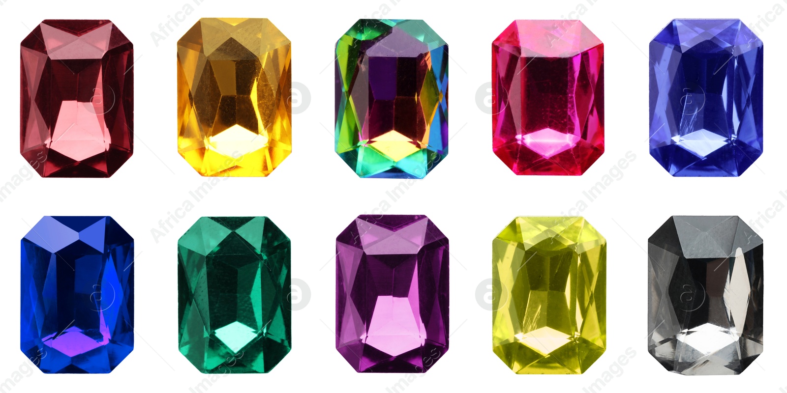 Image of Many different gemstones isolated on white, set