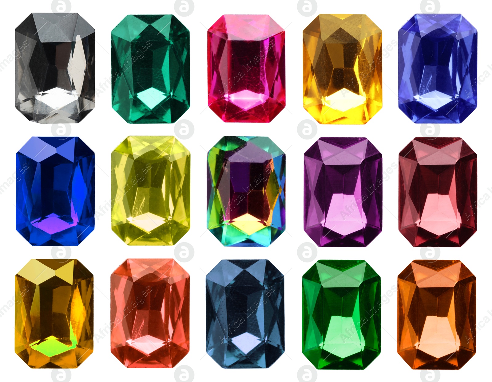 Image of Many different gemstones isolated on white, set