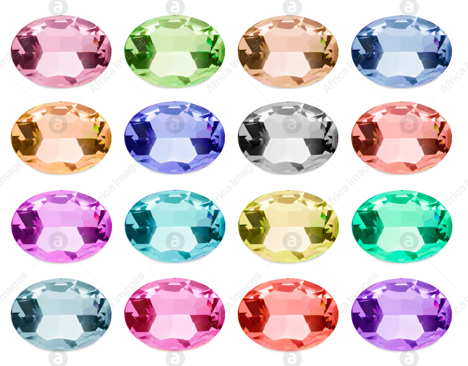 Image of Many different gemstones isolated on white, set