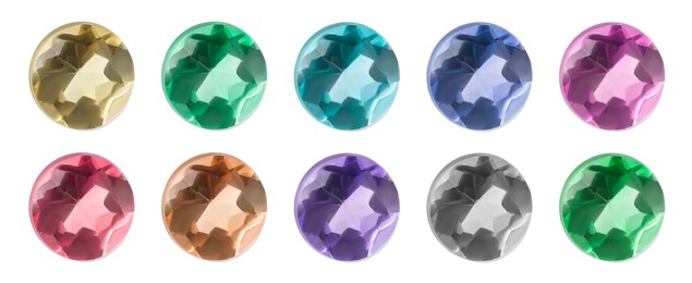 Image of Many different gemstones isolated on white, set