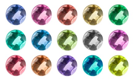 Image of Many different gemstones isolated on white, set