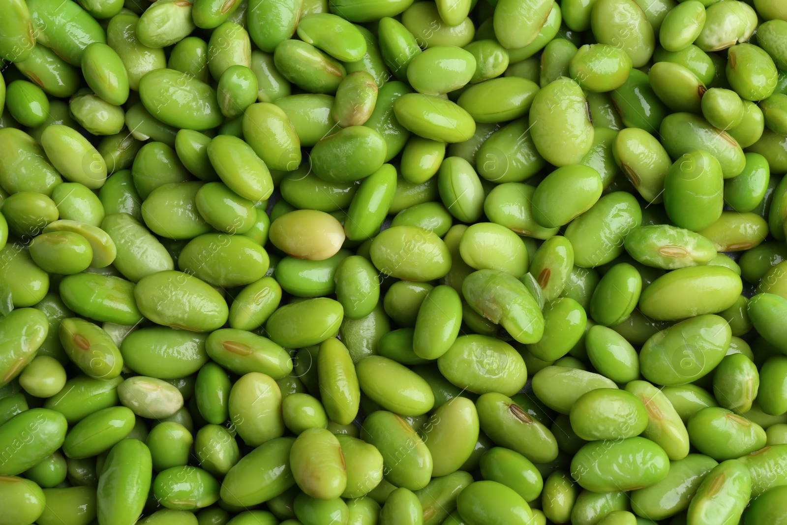 Photo of Fresh edamame beans as background, top view