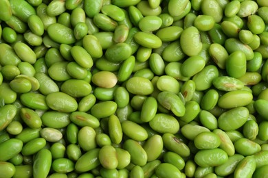 Photo of Fresh edamame beans as background, top view