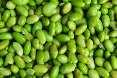 Photo of Fresh edamame beans as background, top view