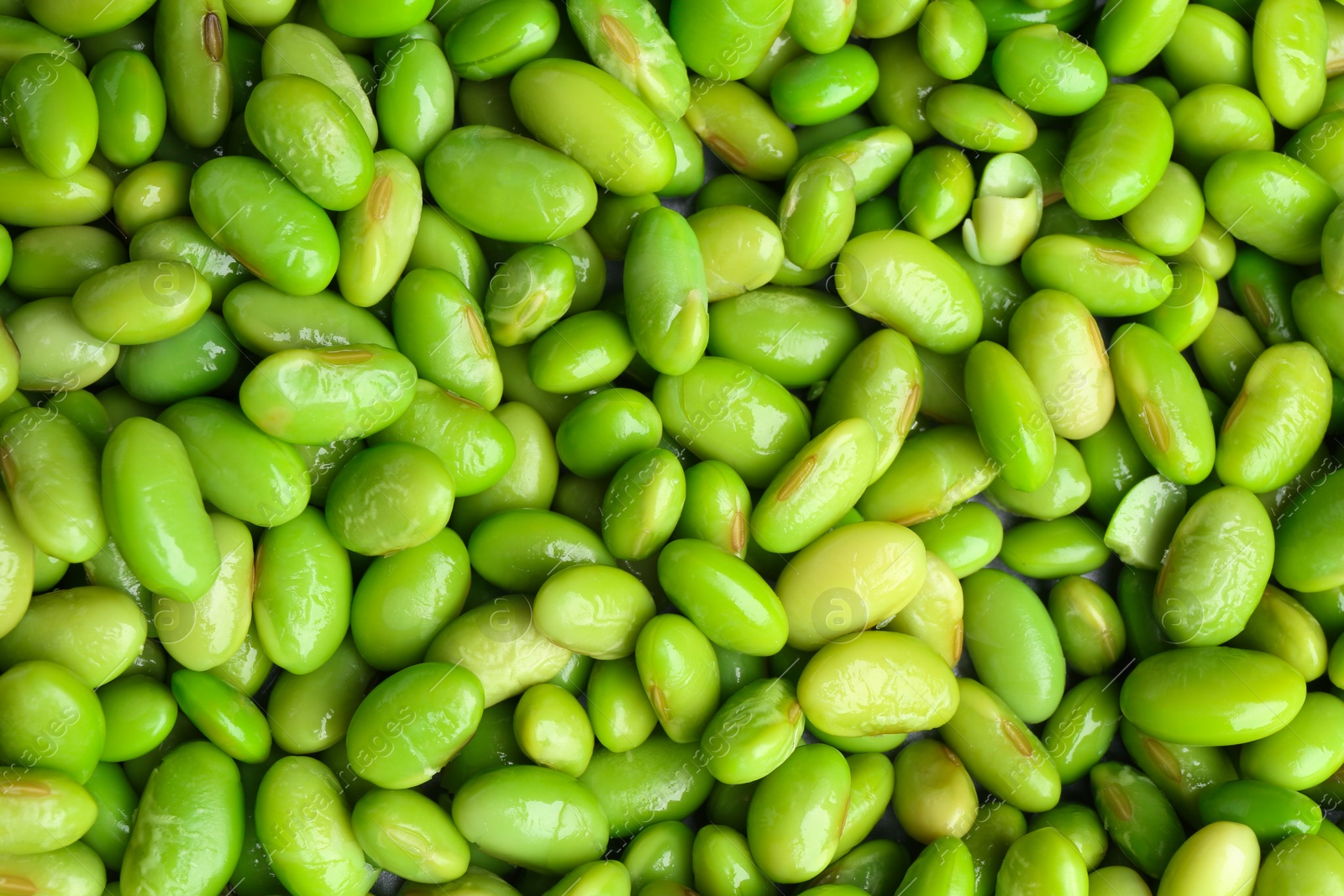 Photo of Fresh edamame beans as background, top view