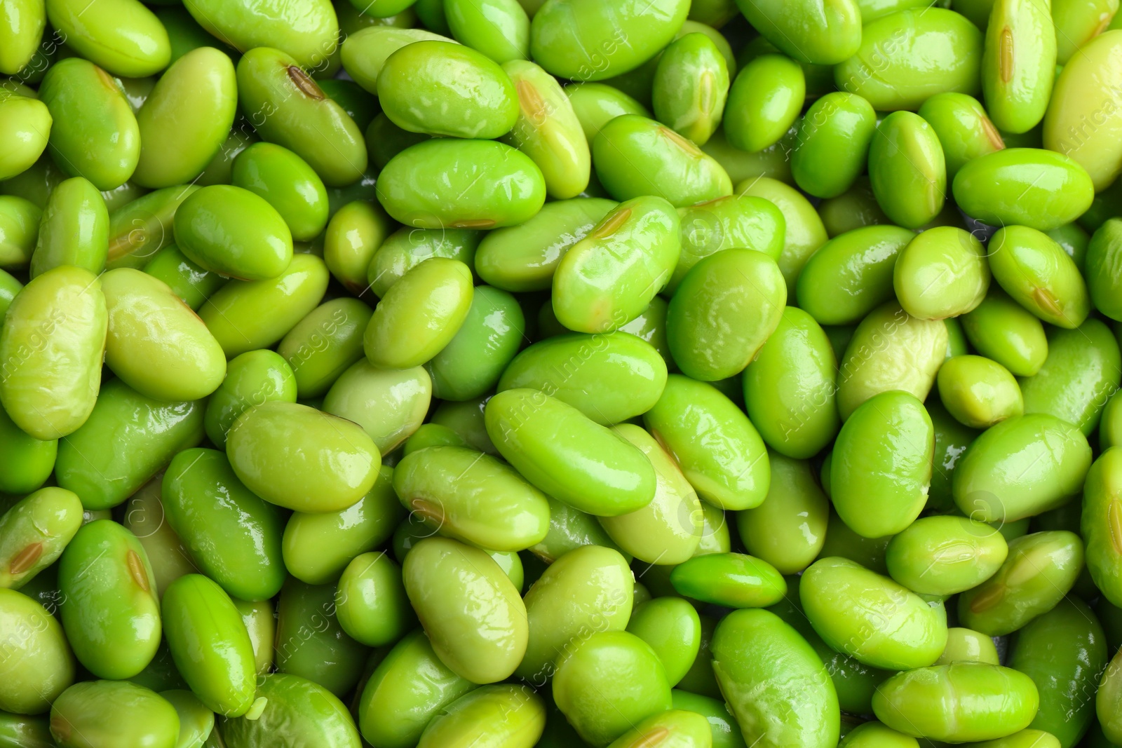 Photo of Fresh edamame beans as background, top view