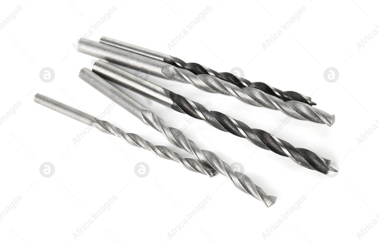 Photo of Many different drill bits isolated on white