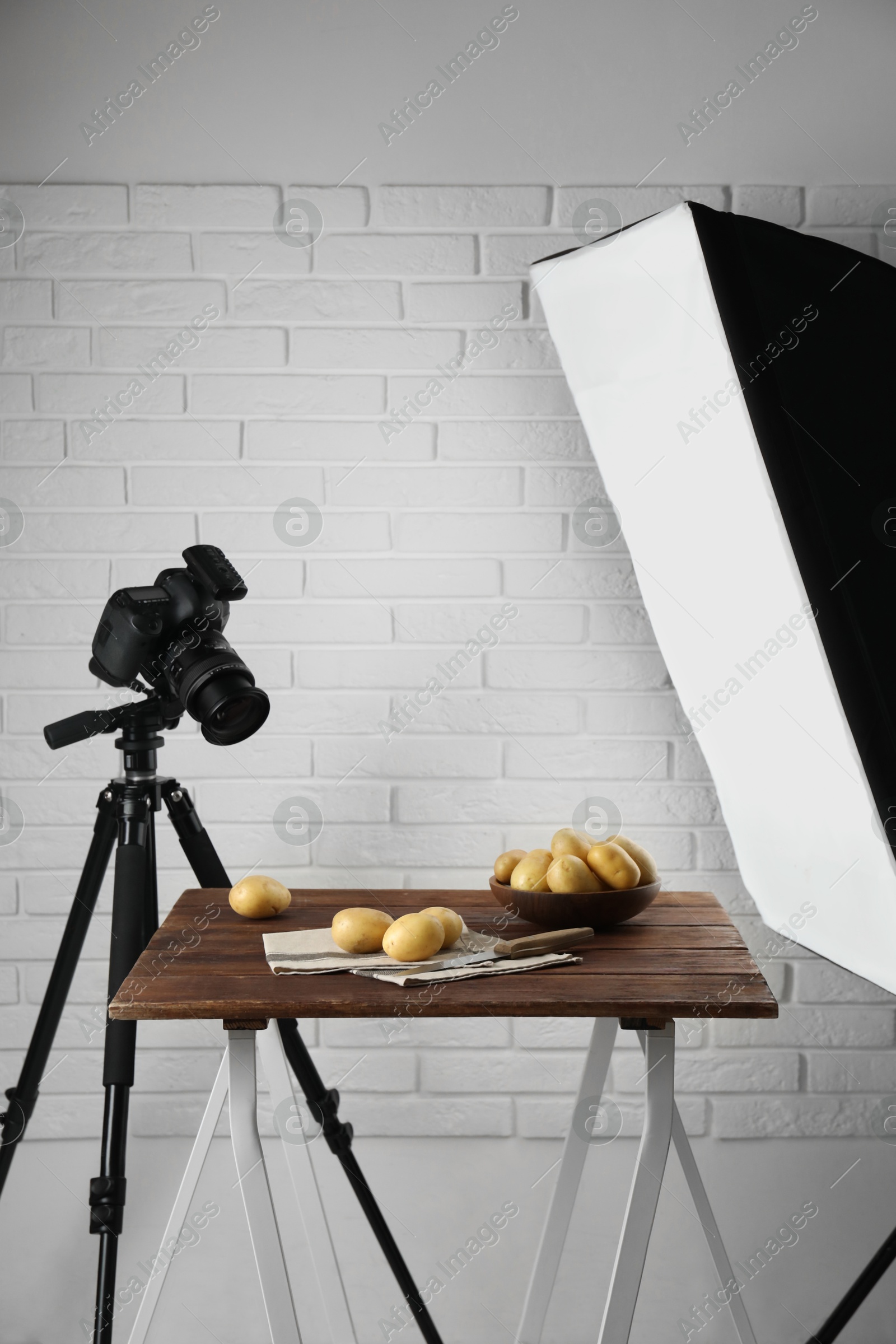 Photo of Shooting food in photo studio with professional lighting equipment