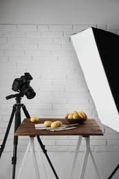 Photo of Shooting food in photo studio with professional lighting equipment