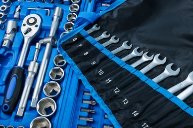 Photo of Set of different auto mechanic's tools, closeup