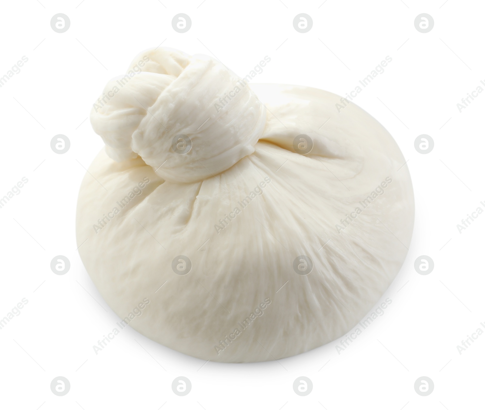 Photo of Fresh burrata cheese isolated on white. Italian cuisine