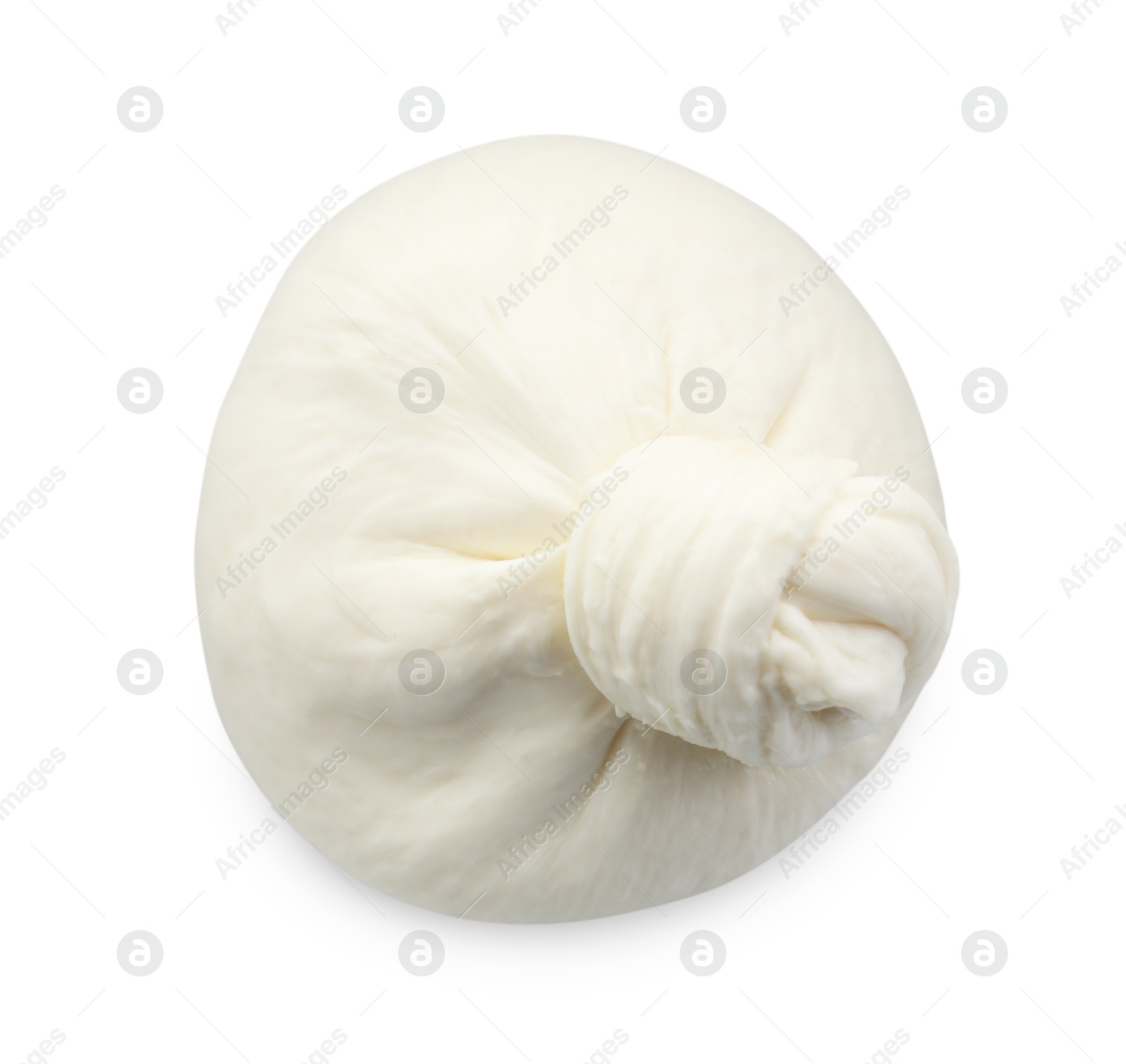 Photo of Fresh burrata cheese isolated on white, top view