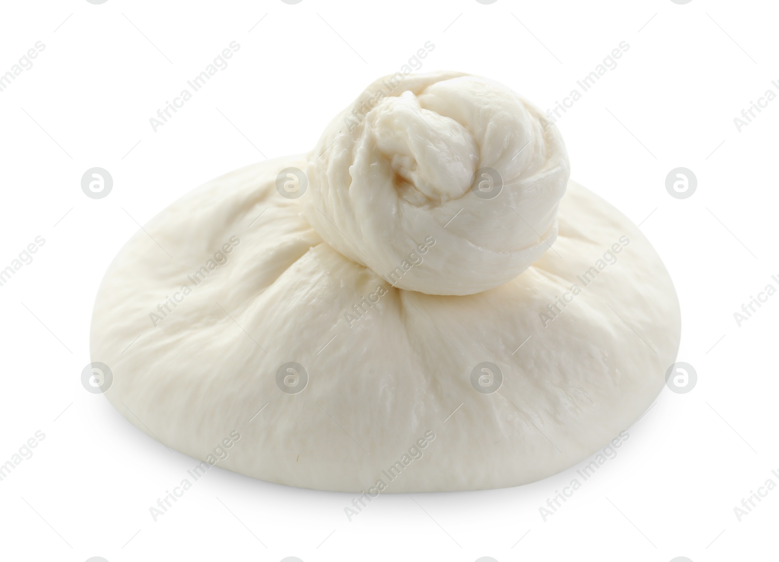 Photo of Fresh burrata cheese isolated on white. Italian cuisine