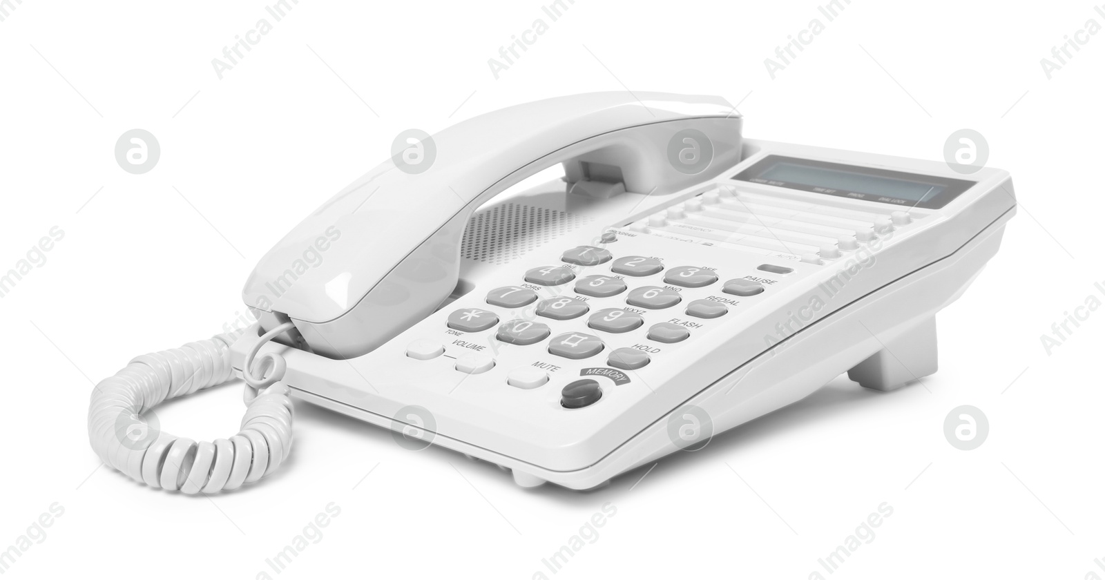 Photo of One telephone isolated on white. Modern technology