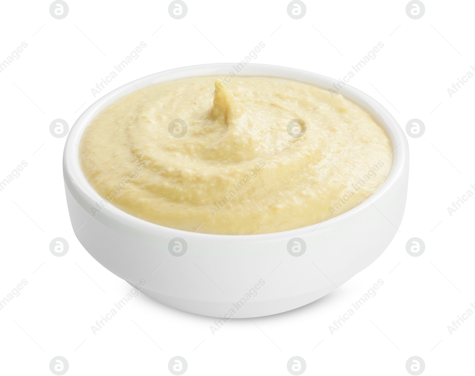 Photo of Delicious hummus in bowl isolated on white