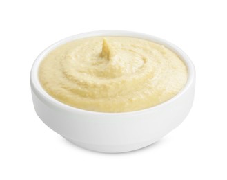 Photo of Delicious hummus in bowl isolated on white