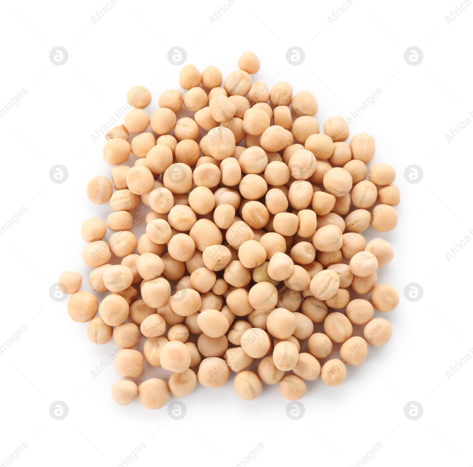 Photo of Pile of dried peas isolated on white, top view