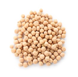 Photo of Pile of dried peas isolated on white, top view