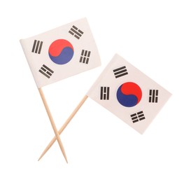 Small paper flags South Korea of isolated on white