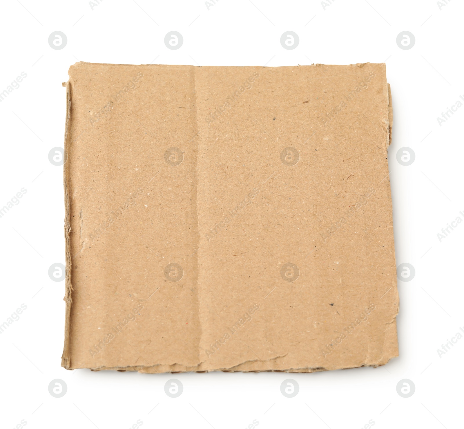 Photo of Piece of brown cardboard isolated on white, top view