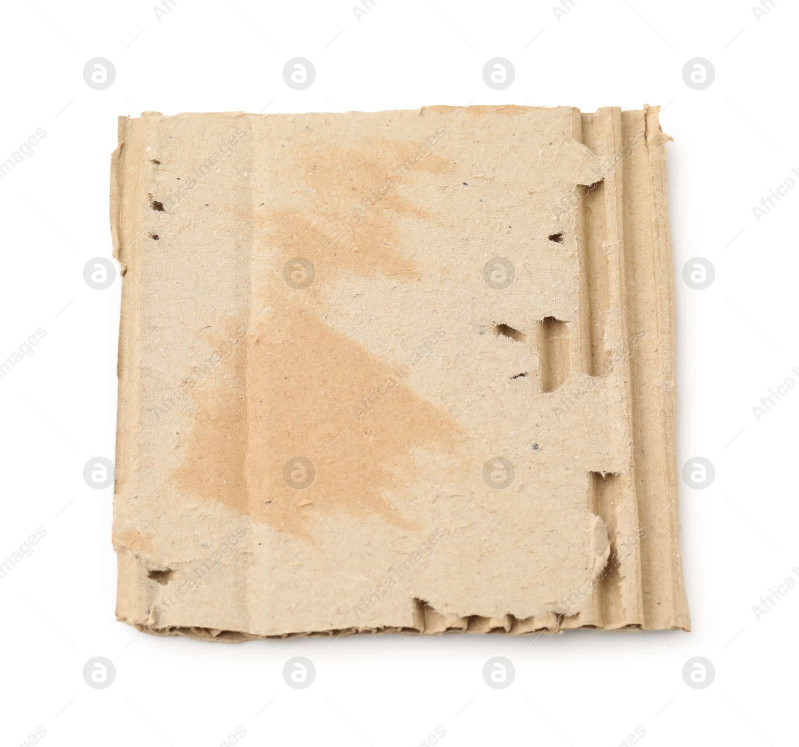 Photo of Piece of brown cardboard isolated on white, top view