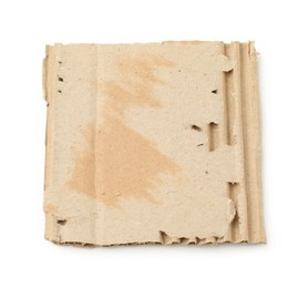 Photo of Piece of brown cardboard isolated on white, top view