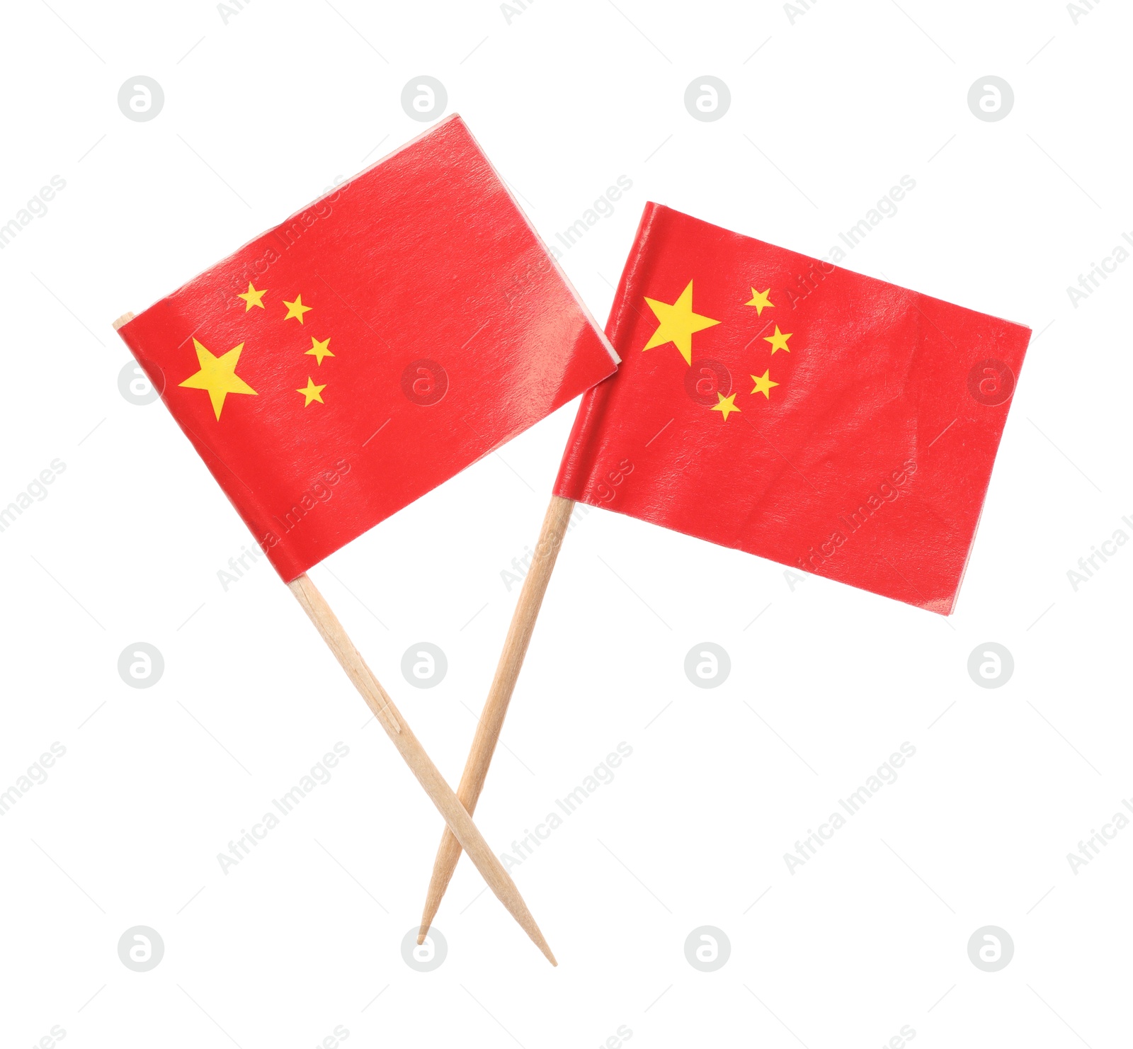 Photo of Small paper flags of China isolated on white