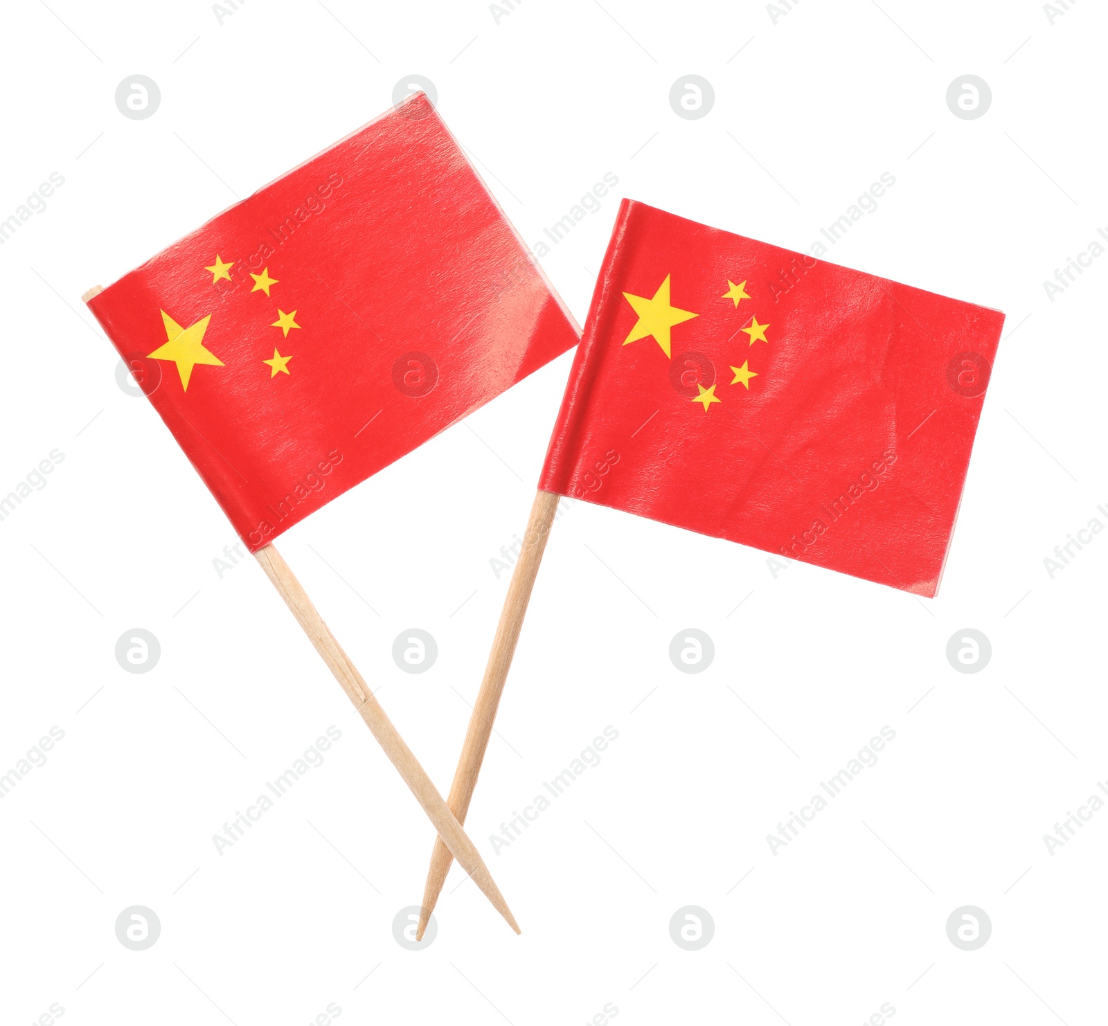 Photo of Small paper flags of China isolated on white